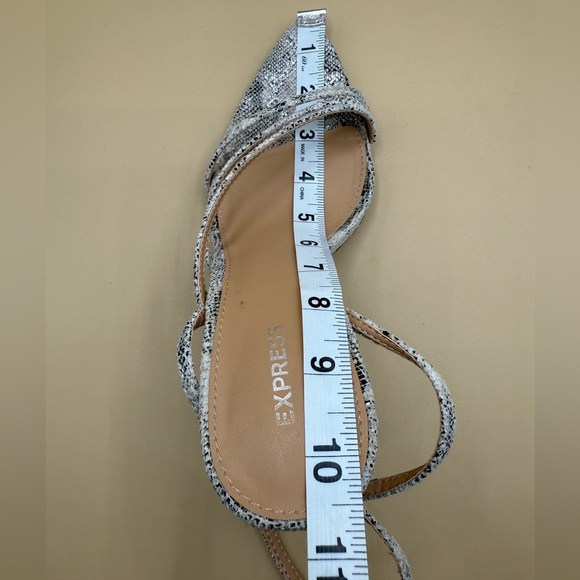 Express Snake Print Pointed Toe Heeled Sandals Size 8 - Picture 7 of 7